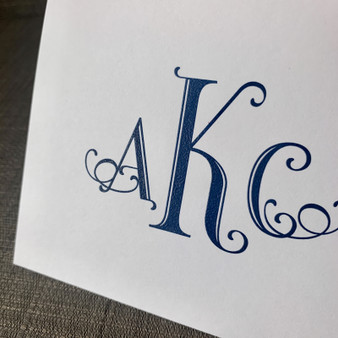 3 Initial Monogrammed Fold Notes - Raised Ink Stationery (EG2480) - Example