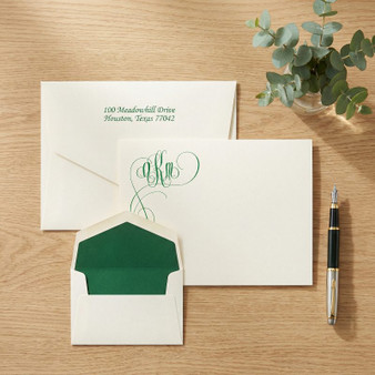 Monterey Monogrammed Flat Cards - Raised Ink Stationery EG8007 StationeryXpress.com -1