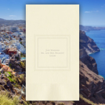 Santorini Luxury Wedding Personalized Guest Towels - Embossed - 100/Set - StationeryXpress.com Santorini Luxury Wedding Personalized Guest Towels - Embossed - 100/Set - StationeryXpress.com