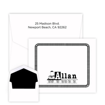 Kids Moving Train Personalized Folded Note - Raised Ink - Kids Personalized Stationery EG5315 | StationeryXpress.com Kids Moving Train Personalized Folded Note - Raised Ink - Kids Personalized Stationery EG5315 | StationeryXpress.com