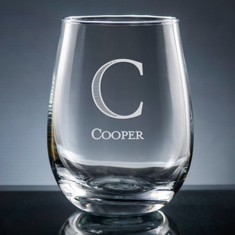 Forte Initial & Name Stemless Wine Glass - Personalized Drinkware - 10 Fonts (EG9413) Forte Initial & Name Stemless Wine Glass - Personalized Drinkware - 10 Fonts (EG9413)