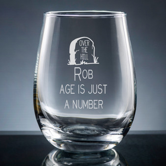 Mondo Stemless Wine Glass - Personalized Drinkware - 10 Fonts (EG9427)