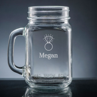 Wedding Mason Jar - Personalized Drinkware - Font L91 - Motif M029 Wedding Mason Jar - Personalized Drinkware - Font L91 - Motif M029