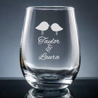 Wedding Stemless Wine Glass - Personalized Drinkware - 10 Fonts (EG9442) Wedding Stemless Wine Glass - Personalized Drinkware - 10 Fonts (EG9442)