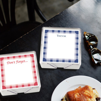 Plaid Memo Squares - White with Holder - Examples Plaid Memo Squares - White with Holder - Examples