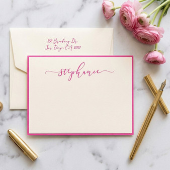 Bella Luna Personalized Flat Cards - Raised Ink Stationery - Optional Border EG9016 StationeryXpress