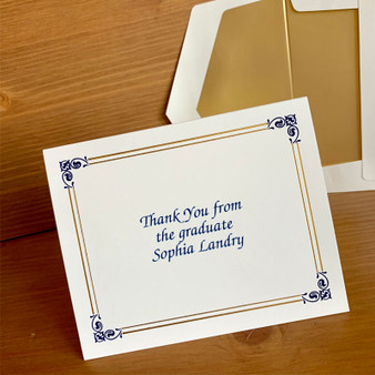 Lily Fold Notes - Raised Ink Text - Gold Foil-Pressed Border EG7462 | StationeryXpress