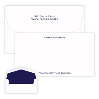 Professional Personalized Long Flat Cards - Raised Ink Stationery (EG2833)