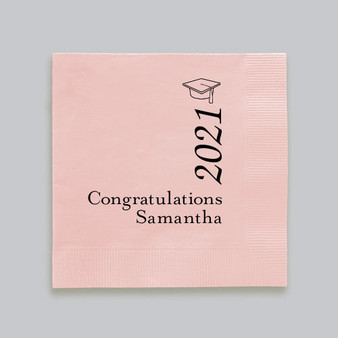Congratulations Graduate Vertical Year Personalized Napkins - Foil Pressed - 100/Set - StationeryXpress.com