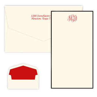 Classic Monogrammed Long Flat Cards - Raised Ink Stationery (EG3417-L) Classic Monogrammed Long Flat Cards - Raised Ink Stationery (EG3417-L)