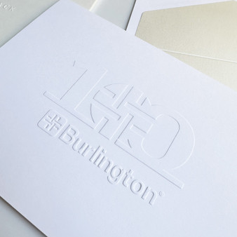 Your Logo Embossed on Folded Notes - White Paper Close Up with Opal Liner - StationeryXpress.com Your Logo Embossed on Folded Notes - White Paper Close Up with Opal Liner - StationeryXpress.com