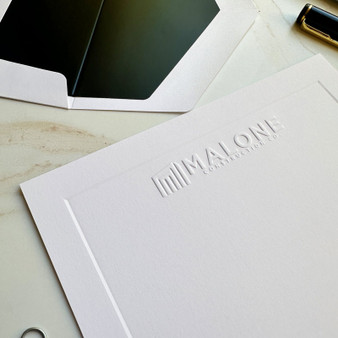 Your Logo Embossed on Flat Cards (4.5" x 6.25") with an Embossed Border - White Paper Close Up - StationeryXpress  Your Logo Embossed on Flat Cards (4.5" x 6.25") with an Embossed Border - White Paper Close Up - StationeryXpress