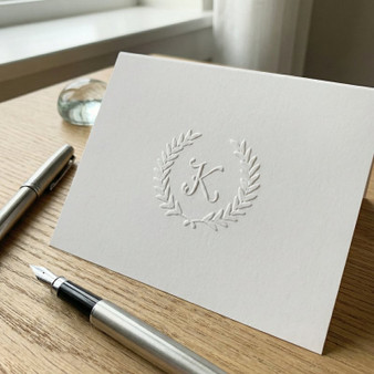 Wreath Leaf Initial Fold Notes - Embossed Stationery EG3426 StationeryXpress.com -2