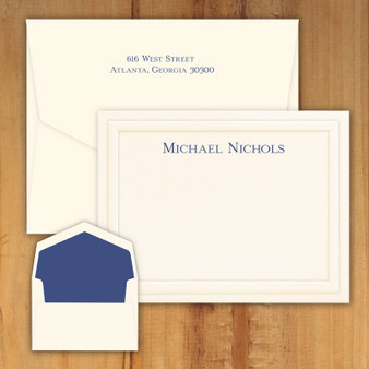 Premium Noble Flat Cards with Almond Embossed Border - Raised Ink Stationery (EG7041) Premium Noble Flat Cards with Almond Embossed Border - Raised Ink Stationery (EG7041)