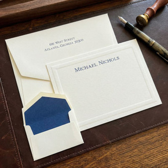 Premium Noble Flat Cards with Almond Embossed Border - Raised Ink Stationery EG7041 StationeryXpress.com -2