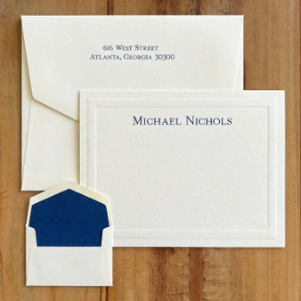 Premium Noble Flat Cards with Almond Embossed Border - Raised Ink Stationery EG7041 StationeryXpress.com -1 