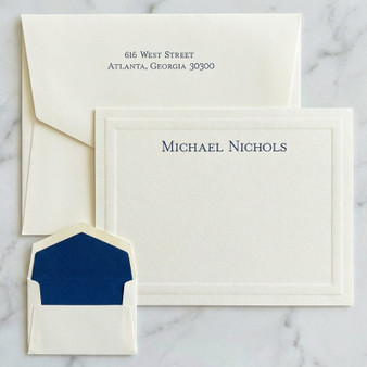 Premium Noble Flat Cards with Almond Embossed Border - Raised Ink Stationery EG7041 StationeryXpress.com