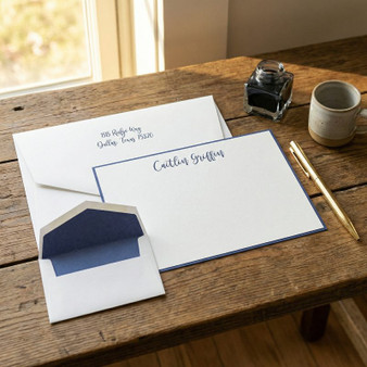 Bubbly Flat Cards - Raised Ink Stationery - EG3441 - StationeryXpress.com
(Shown with optional navy border, return address, and envelope liners)
(Pen not included)