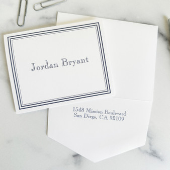 Colony Personalized Fold Notes - Flat Ink Stationery - EGD8076 - StationeryXpress.com (Shown with font L95 and Navy Blue Ink)
