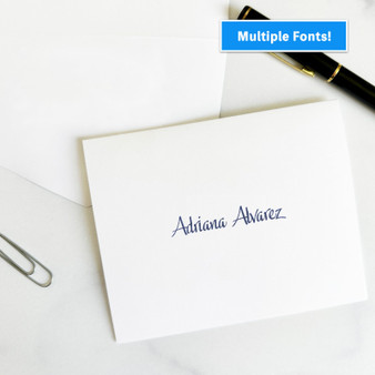 Thank You Notes For Men & Women Personalized Stationery Fold Notes - Flat Ink Stationery - EGD7090 - StationeryXpress.com (Shown with font L03)