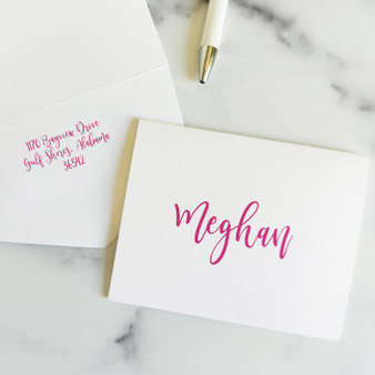 Bubbly Personalized Stationery Fold Notes - Flat Ink Stationery - EGD7096 - StationeryXpress. (Shown with font L195)