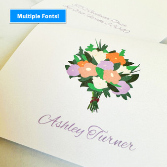 Flower Bouquet Personalized Fold Notes - Flat Ink Stationery - EGD7011 - Multiple Fonts at StationeryXpress.com