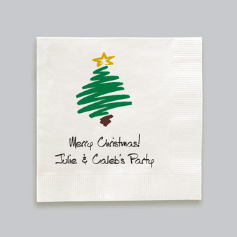 Christmas Tree Personalized Napkins - Printed - 100/Set - (NX321) - Sample of Font L01 on Ivory Napkin With Black Ink - StationeryXpress.com Christmas Tree Personalized Napkins - Printed - 100/Set - (NX321) - Sample of Font L01 on Ivory Napkin With Black Ink - StationeryXpress.com