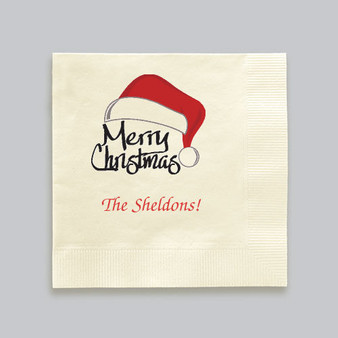 Merry Christmas Santa Personalized Napkins - Printed - 100/Set - (NX322) - Sample of Font L96, Ink Color Red, Napkin Color Ivory - StationeryXpress.com Merry Christmas Santa Personalized Napkins - Printed - 100/Set - (NX322) - Sample of Font L96, Ink Color Red, Napkin Color Ivory - StationeryXpress.com