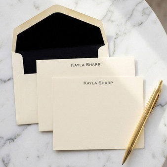 Xpress Personalized Flat Cards - 100 Piece Set - Raised Ink Stationery - Made in the USA (2 Paper Sizes) (EG7060)