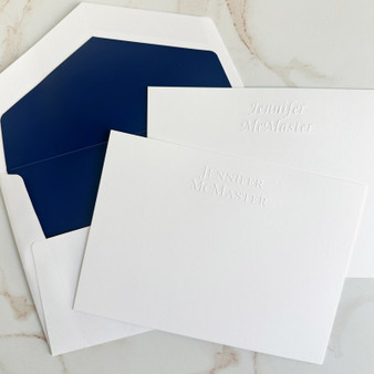 Two Lines Embossed Flat Cards - Optional Border - Multiple Fonts - Embossed Stationery (EG2388) Two Lines Embossed Flat Cards - Optional Border - Multiple Fonts - Embossed Stationery (EG2388)