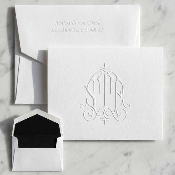 Formal Monogrammed Fold Notes - Embossed Stationery EG1100 StationeryXpress