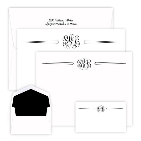 150 Piece Monte Monogrammed Stationery Set - Raised Ink Stationery | EG4220  | StationeryXpress
