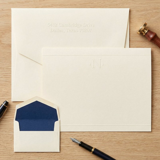 Personalized One Initial Flat Cards - Embossed Stationery EG8010 StationeryXpress.com -1