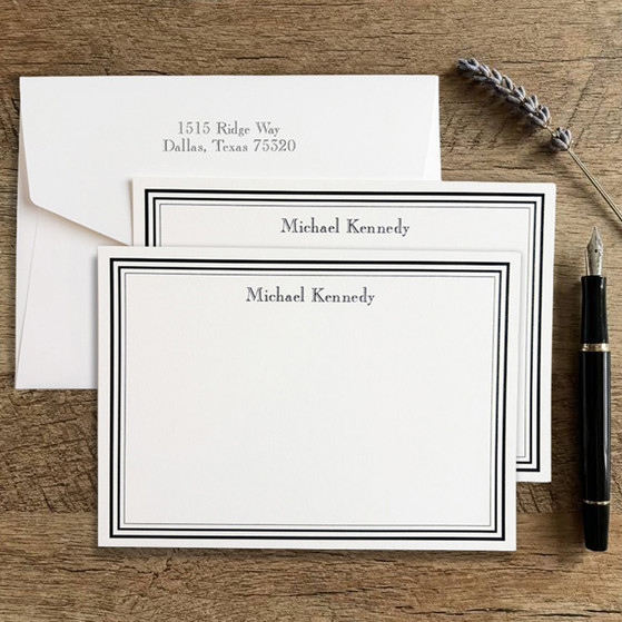 Colony Personalized Flat Cards - Raised Ink Stationery - EG8075 - StationeryXpress.com
(Sample image shown with White Paper, Black Raised Ink, and Optional Return Addressed Envelopes)
(Pen not included)