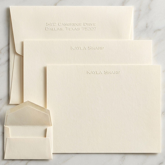 Xpress Personalized Flat Cards - 100 Piece Set - Embossed Stationery (ED7060)