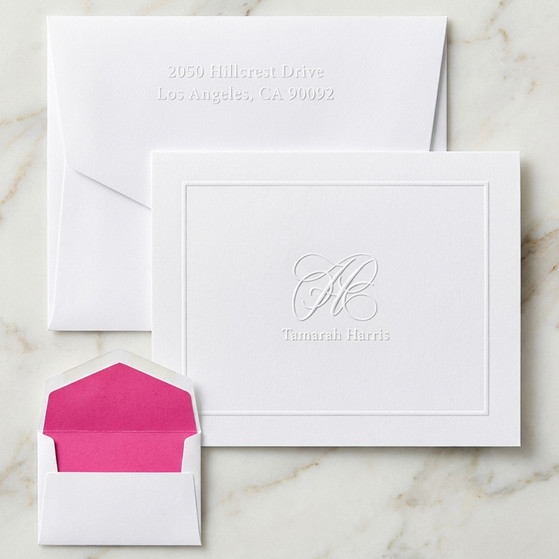 Single Initial & Embossed Name Fold Notes - Embossed Stationery | EG7081 StationeryXpress.com 