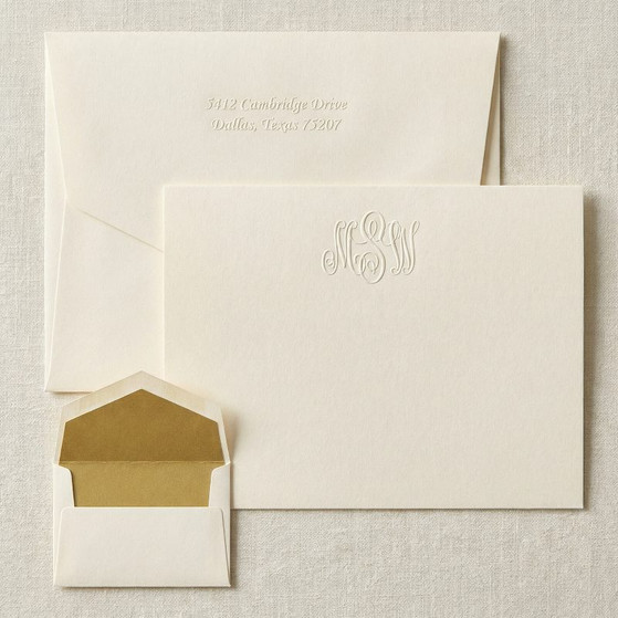 Classic Monogrammed Flat Cards - Embossed Stationery EG3416 StationeryXpress.com -1