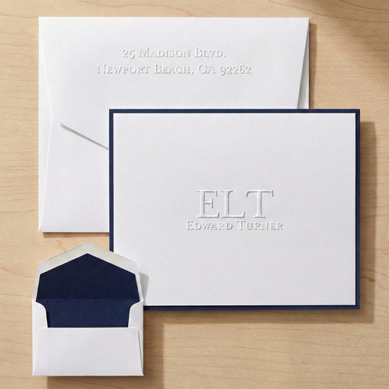 Initials & Embossed Name Fold Notes - Embossed Stationery EG7085 StationeryXpress.com -1