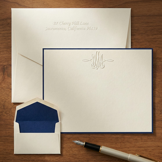 Vermont Monogrammed Flat Cards - Embossed Stationery EG3421StationeryXpress.com -1