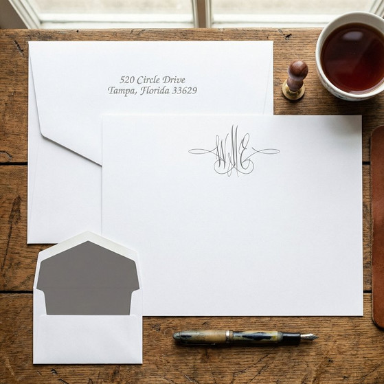 Vermont Monogrammed Flat Cards Raised Ink Stationery EG3422 StationeryXpress.com -1 