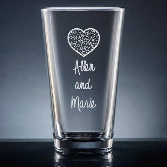 2 PRINTED PINT GLASSES