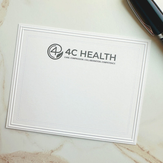 Your Logo Raised Ink on Flat Cards (4" x 5") with an Embossed Border ...