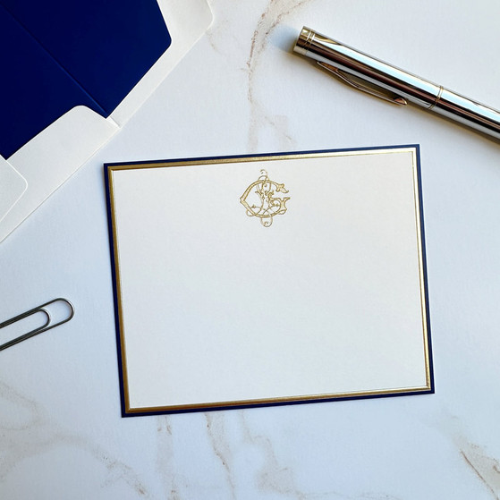 Your Logo Raised Ink on Flat Cards (4" x 5") with an Embossed Border ...