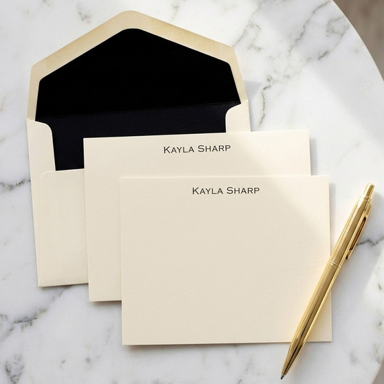 Xpress Personalized Flat Cards - 100 Piece Set - Raised Ink Stationery - Made in the USA (2 Paper Sizes) (EG7060)