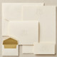 150 Piece Encore Monogrammed Stationery Set - Embossed Stationery - 5 Monogram Designs (EG1600)
(Envelopes will match each size, shown with optional gold envelope liners)