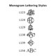 Monogram Lettering Styles for the 150 Piece Encore Monogrammed Embossed Stationery Set at StationeryXpress.com