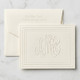Embossed Stationery Classic Frame Monogrammed Fold Notes - Bordered Note Cards (EG5050) 
(Shown with Font L123 on ivory paper)