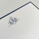 Del Mar Monogrammed Flat Cards - Font L126 - Close Up with Navy Border 2 (EG3410)