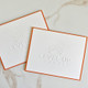 Your Logo Embossed on Fold Notes 4 x 5 - Shown on White Paper with Orange border - StationeryXpress - EG5059 Your Logo Embossed on Fold Notes 4 x 5 - Shown on White Paper with Orange border - StationeryXpress - EG5059