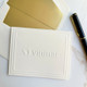 Your Logo Embossed 4x5 Fold Notes with Embassy Border - Ivory Paper and Gold Envelope Liners - StationeryXpress.com